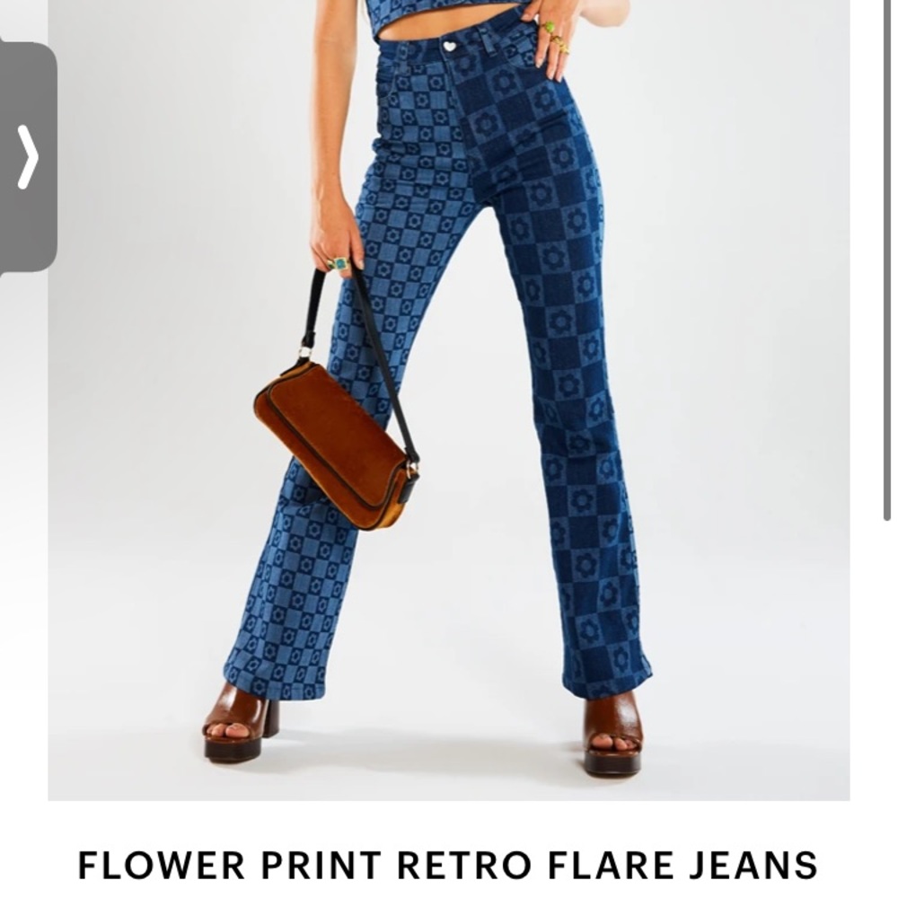 JADED LONDON Flowerprint Retro Flare Jeans